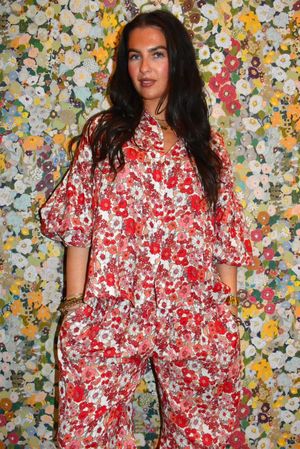 Daughter Of Ibiza Lovechild Balloon Sleeve Shirt Scarlet & Rose 